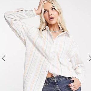 Cotton:On oversized shirt in multi stripe NWT
